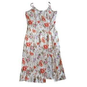 American Eagle Floral Midi Dress (M) Spaghetti Strap Front Slit Cottagecore Boho